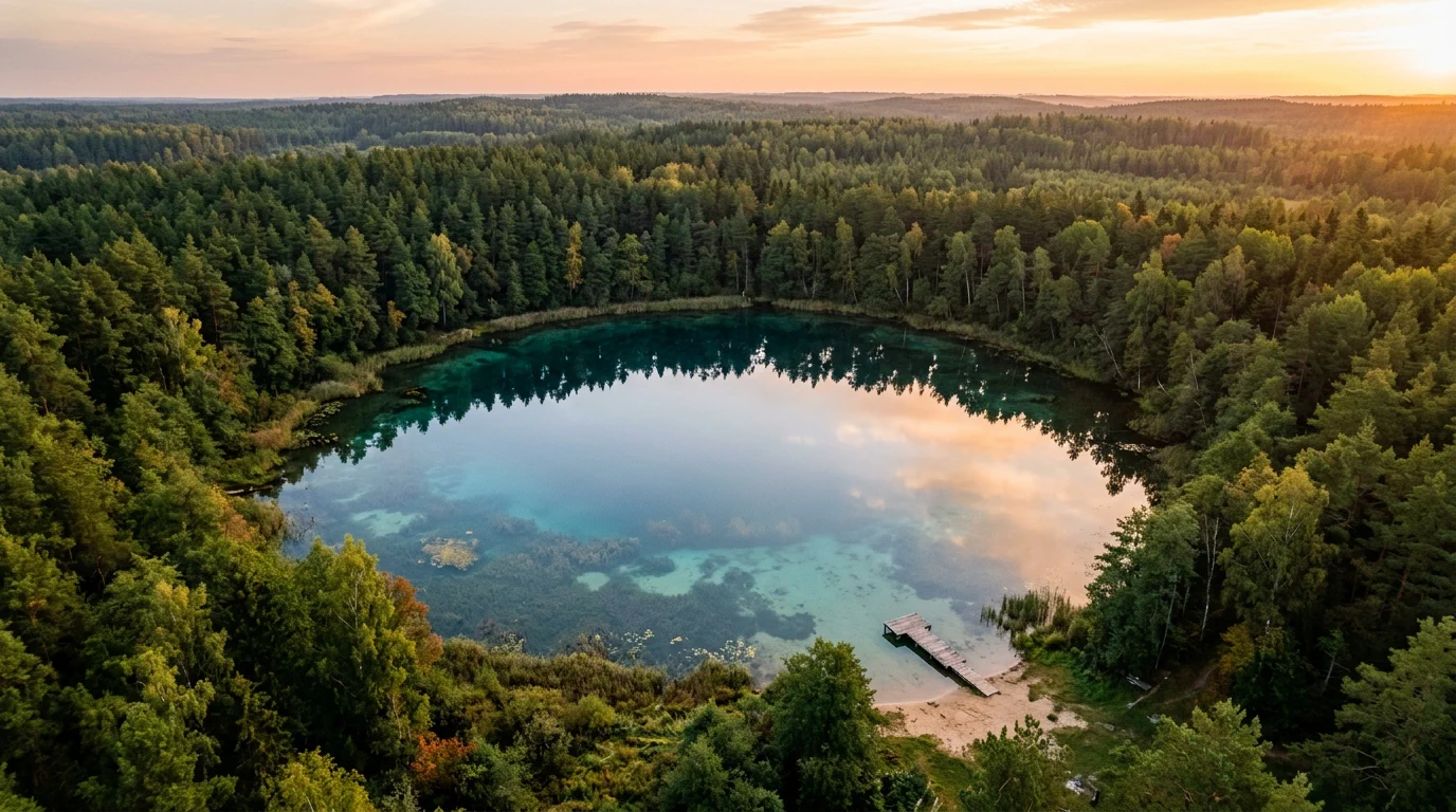 Озеро Рудаково с высоты — Мядель
